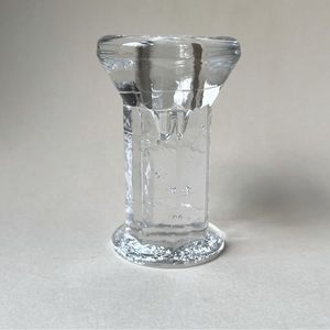 Art Glass Candlestick Candleholder Clear Winter Ice Bubbles